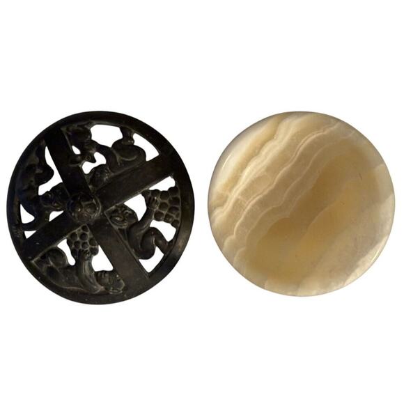 Baby Satyrs Rare Bronze and Alabaster Art Deco Bowl from Denmark - Picture 4 of 11